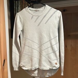 Tentree White Crew Neck Sweater with Chevron Texture